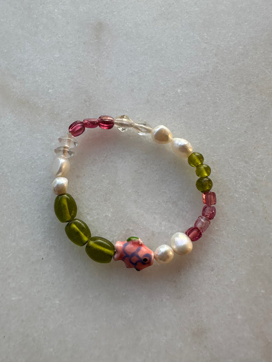 Mixed beaded bracelet - Pink/Green