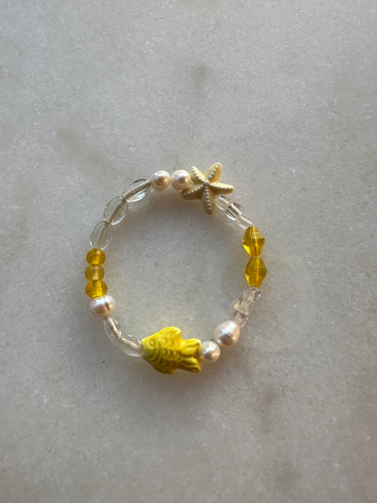 Mixed beaded bracelet - Yellow/white