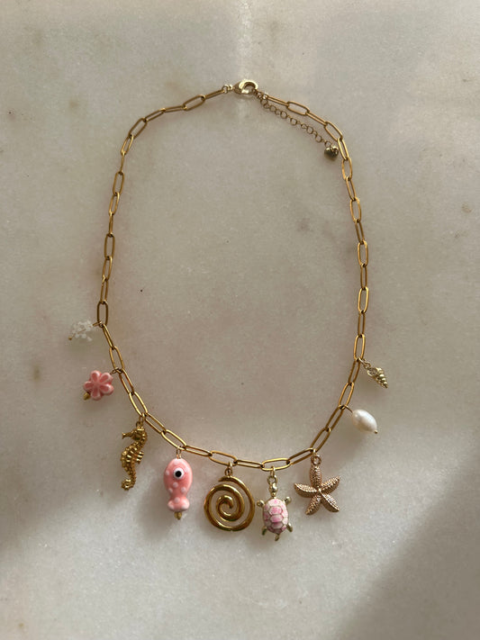 Charm Necklace- Pink