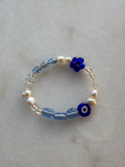 Mixed beaded bracelet - Blue/White