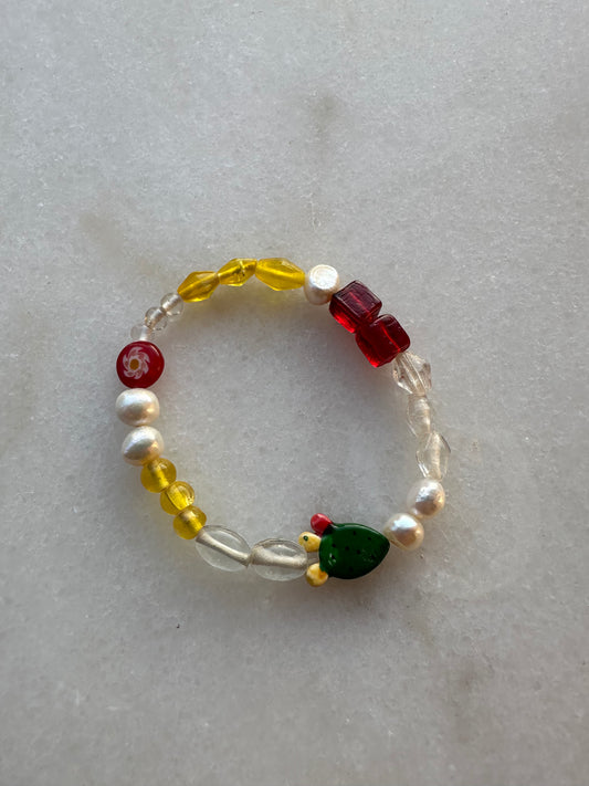 Mixed beaded bracelet - Red/Yellow