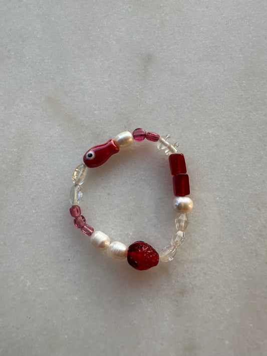 Mixed beaded bracelet - Red/Pink