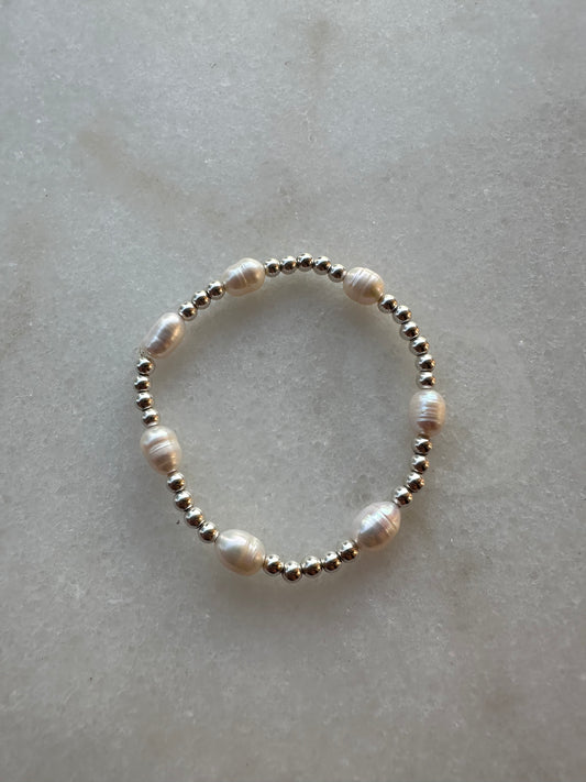 Silver and Pearl Beaded Bracelet